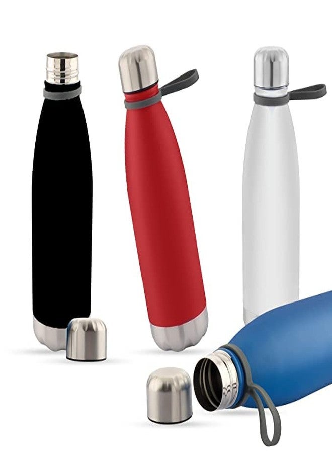 مارو زجاجة مياه مارو المصنوعة من الفولاذ المقاوم للصدأ | زجاجة مياه أنيقة بجدار واحد مع فرشاة تنظيف - 700 مل (أزرق + أسود + أحمر + أبيض) - Image 1